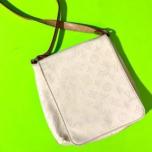 white leather monogram side bag